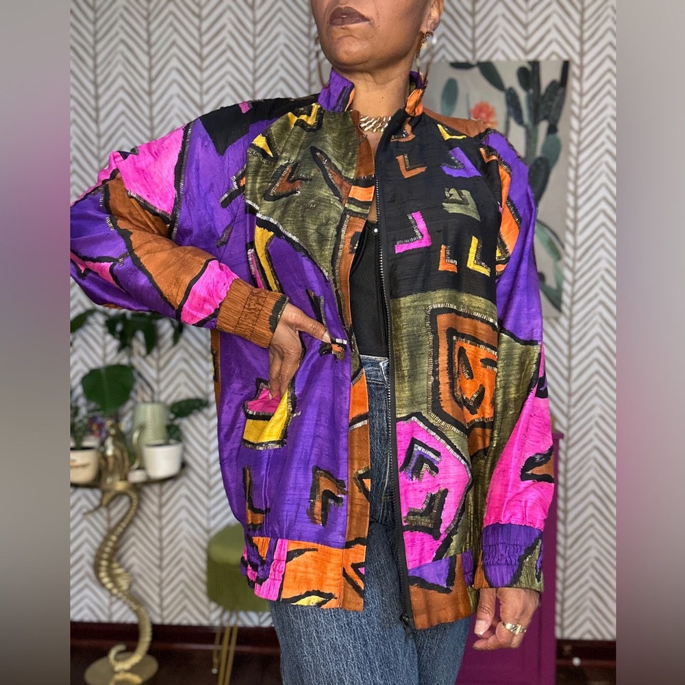 vintage Judith Ann Creations silk bomber L-XL